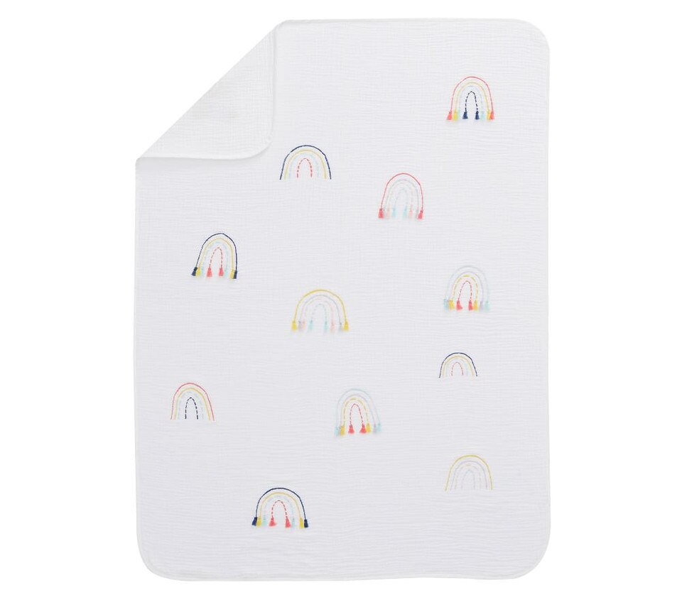 Muslin Rainbow Tassel Baby Blanket Pottery Barn Kids UK